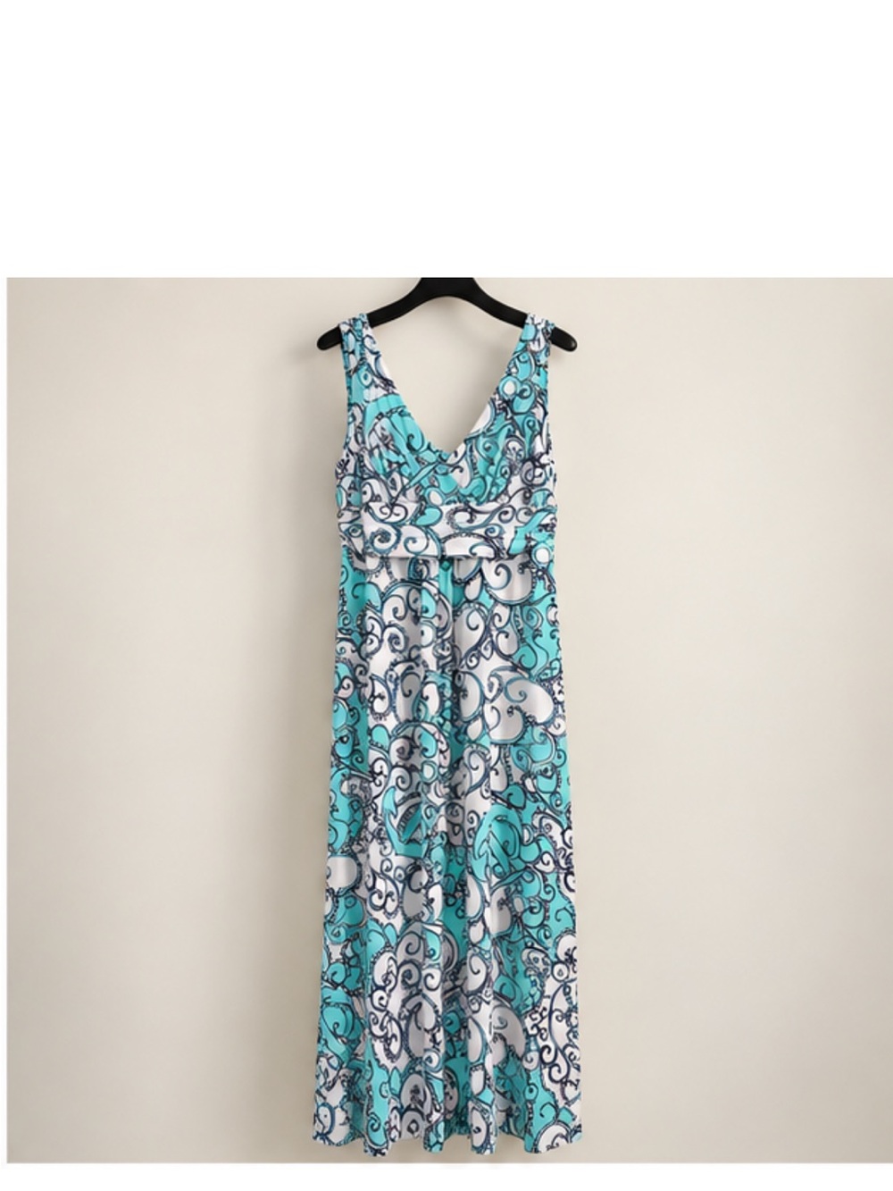 Lilly Pulitzer XL Aqua Navy White Paisley Maxi Dress Resort